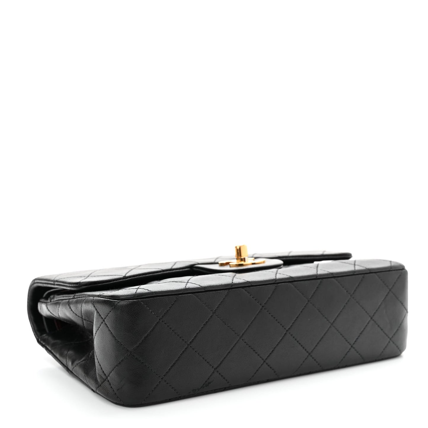 Lambskin Quilted Small Double Flap Black