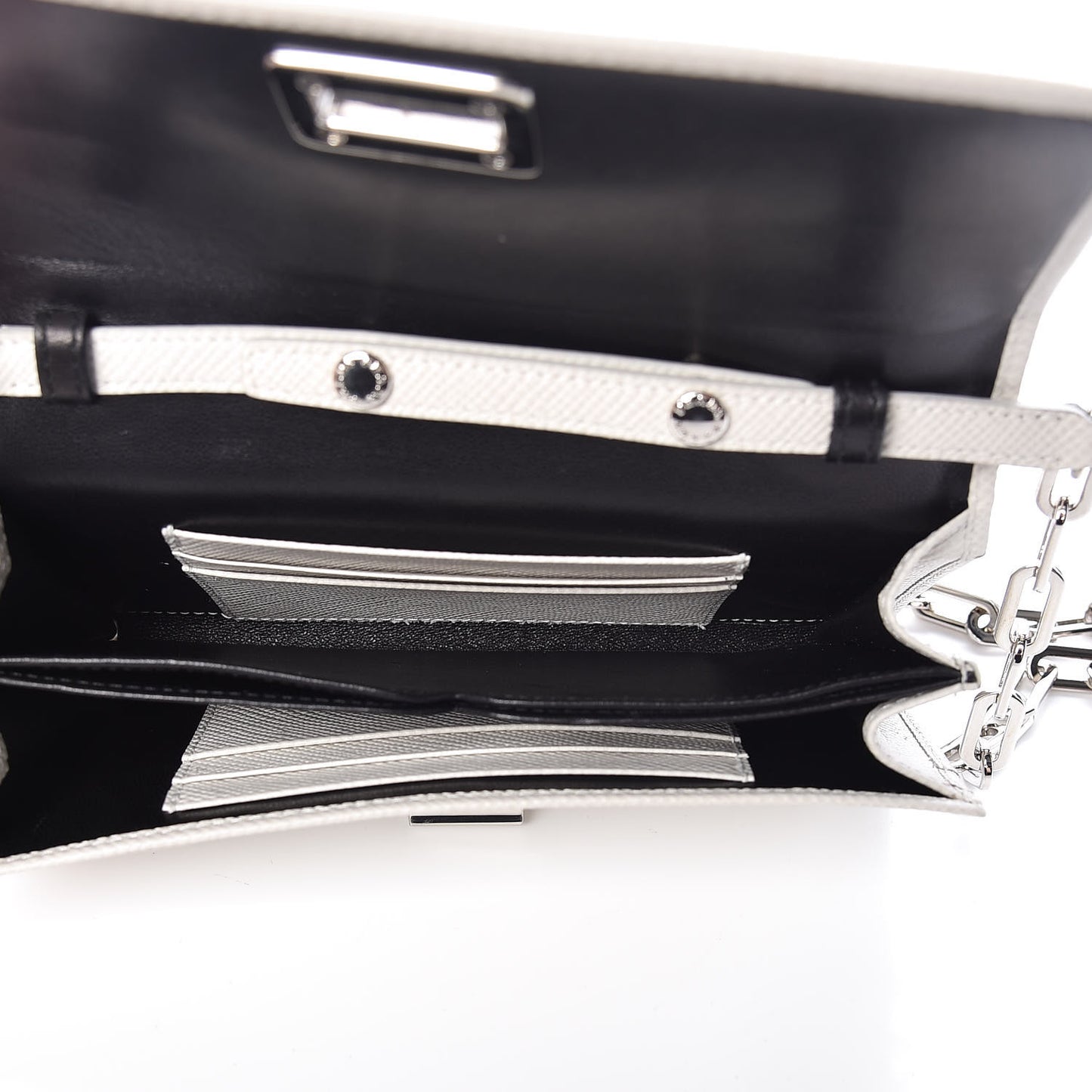 Saffiano Cuir Wallet On Chain Talco Black