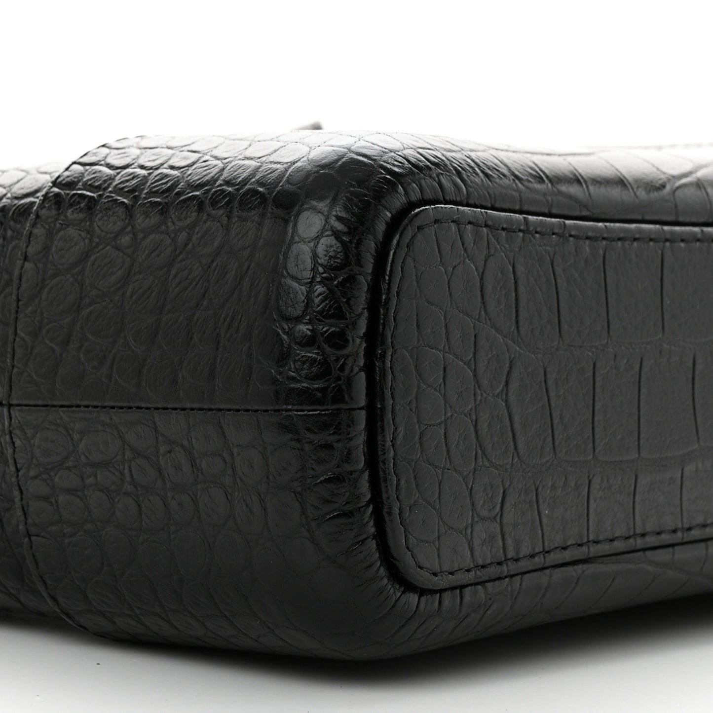 Crocodile Embossed Calfskin Medium Gabrielle Cocodile Hobo Black