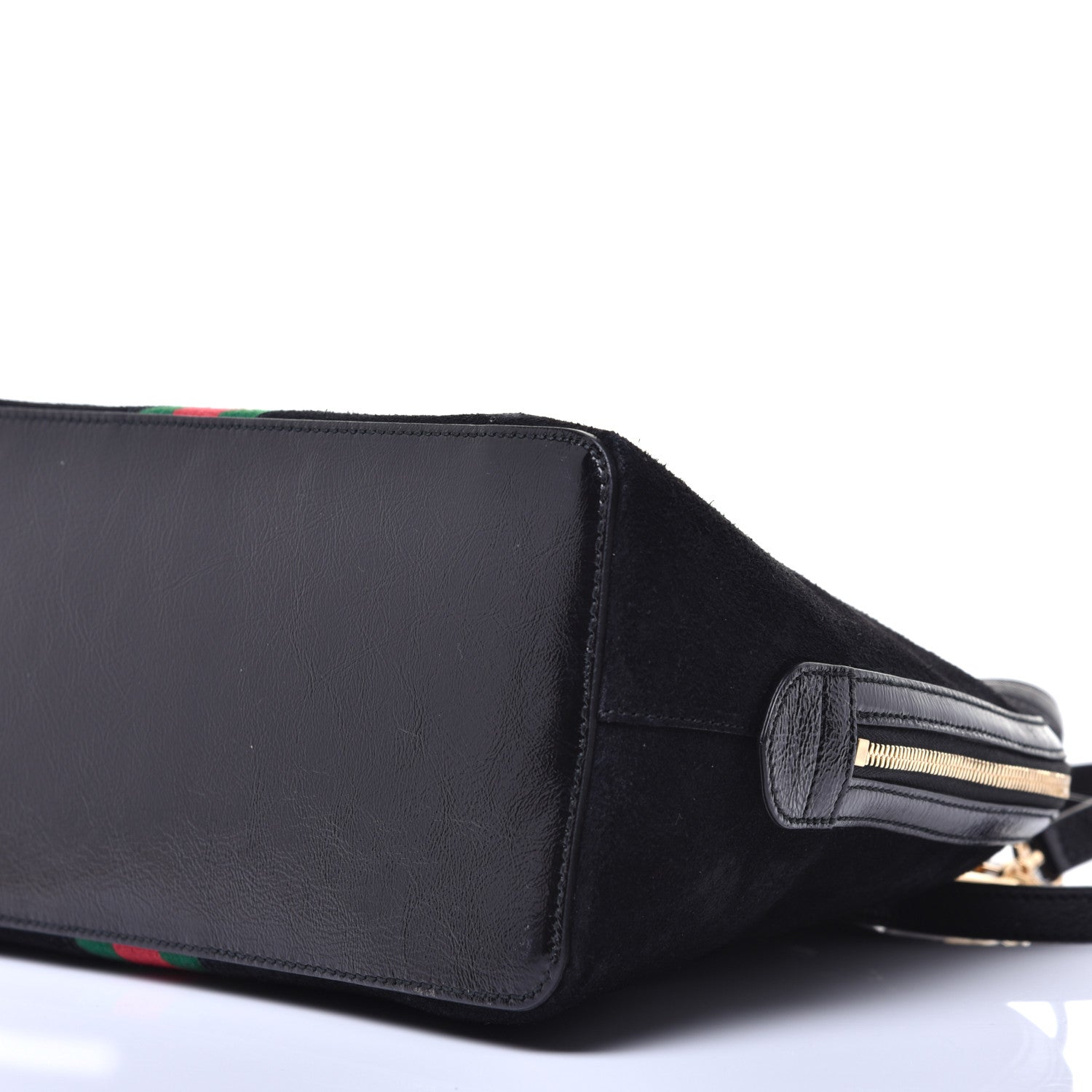 Gucci Suede Patent GG Web Medium Ophidia Top Handle Dome Bag Black 9 of 9