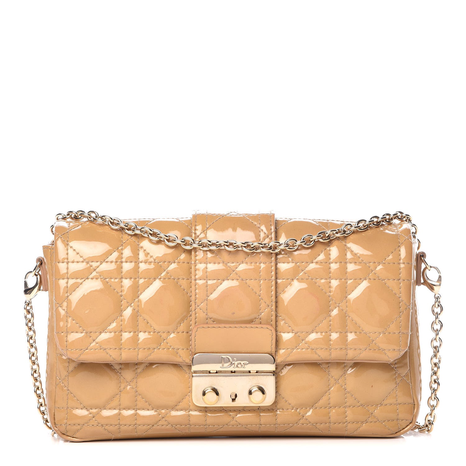 Christian Dior Patent Cannage New Lock Pouch Beige 1 of 15
