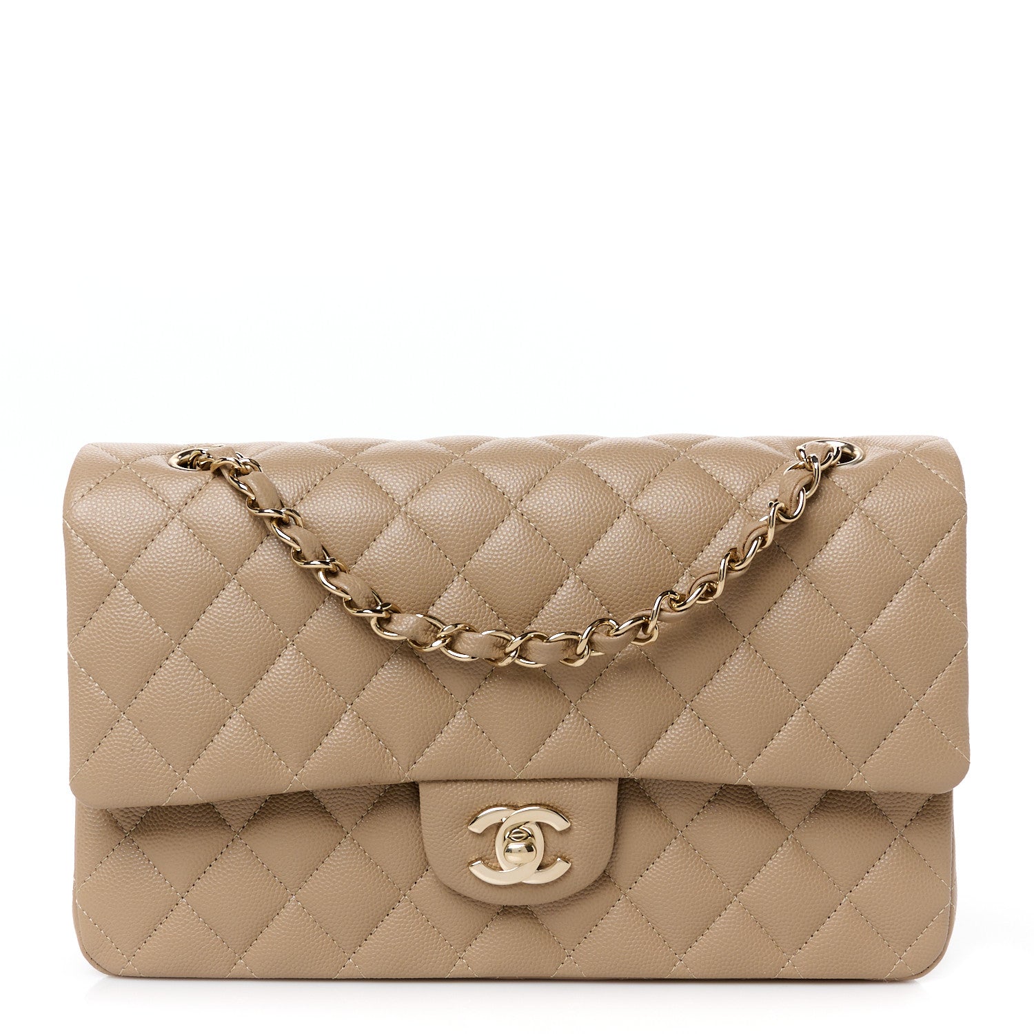 Chanel Caviar Quilted Medium Double Flap Dark Beige 1 of 13