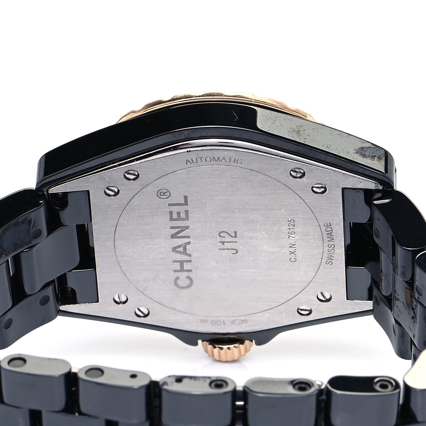 Stainless Steel 18K Yellow Gold Ceramic 38mm J12 Automatic Watch Black