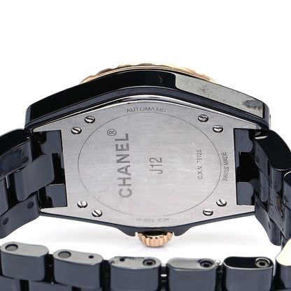Chanel Stainless Steel 18K Yellow Gold Ceramic 38mm J12 Automatic Watch Black 4 of 5