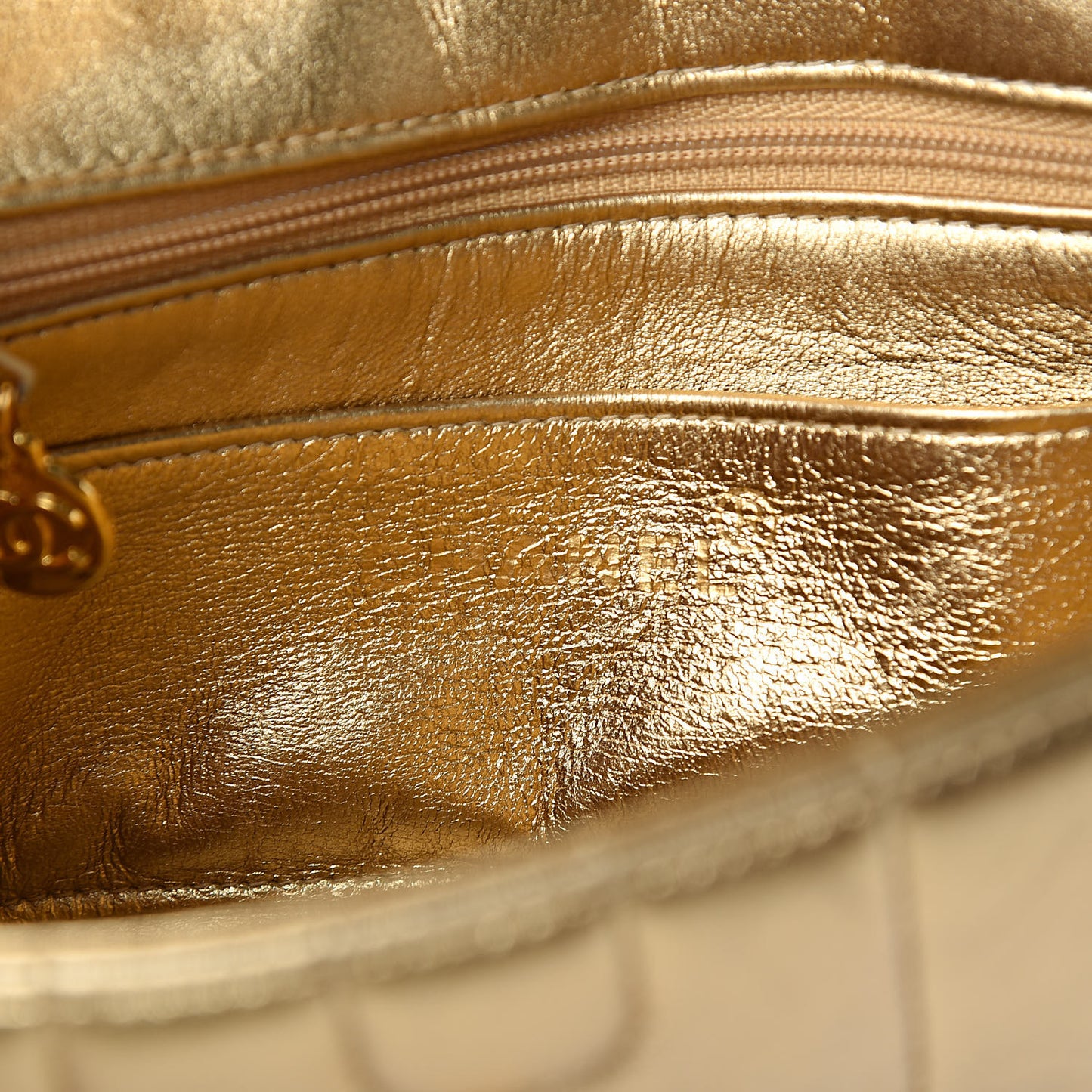 Metallic Lambskin Horizontal Vertical Quilted Small Single Flap Gold
