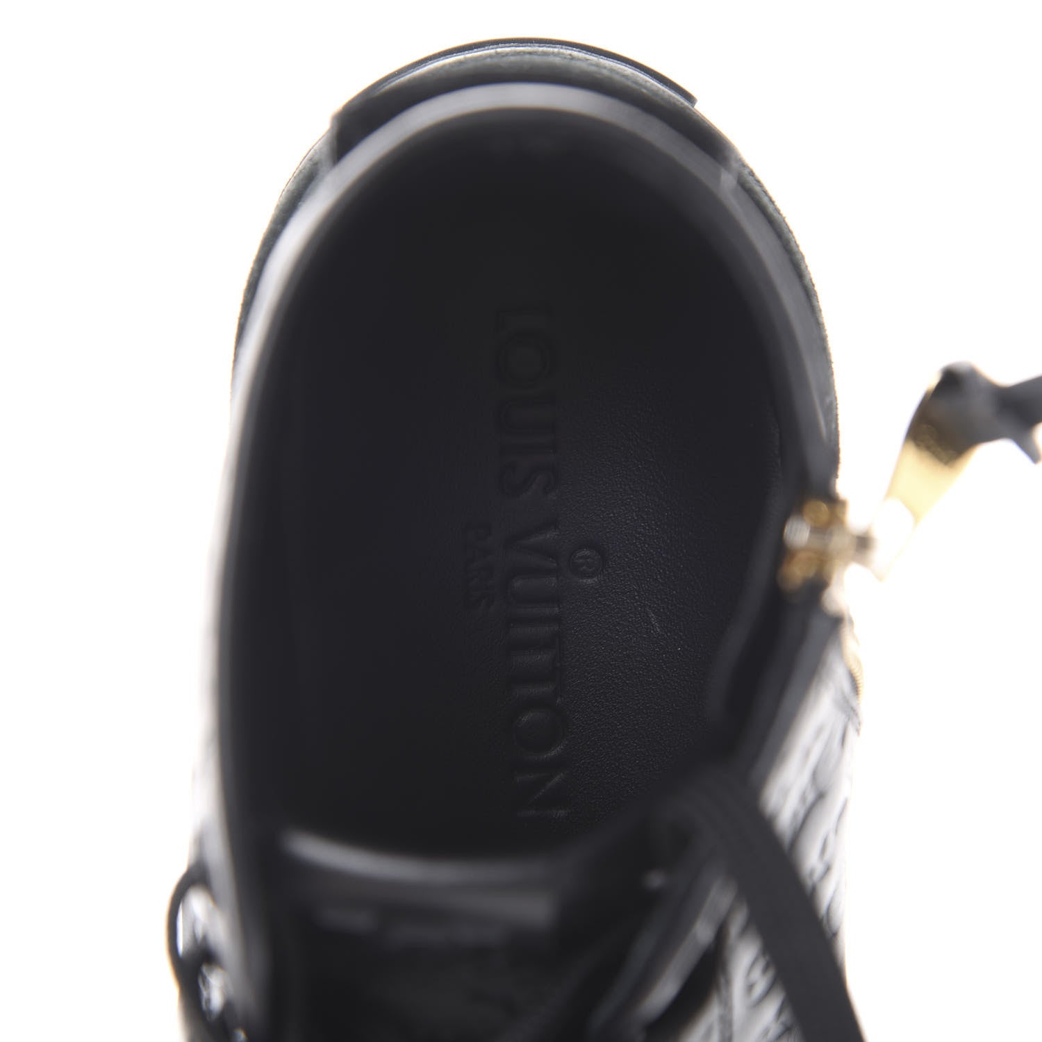 Louis Vuitton Calfskin Embossed Monogram Punchy High Top Sneakers 37.5 Black 7 of 8