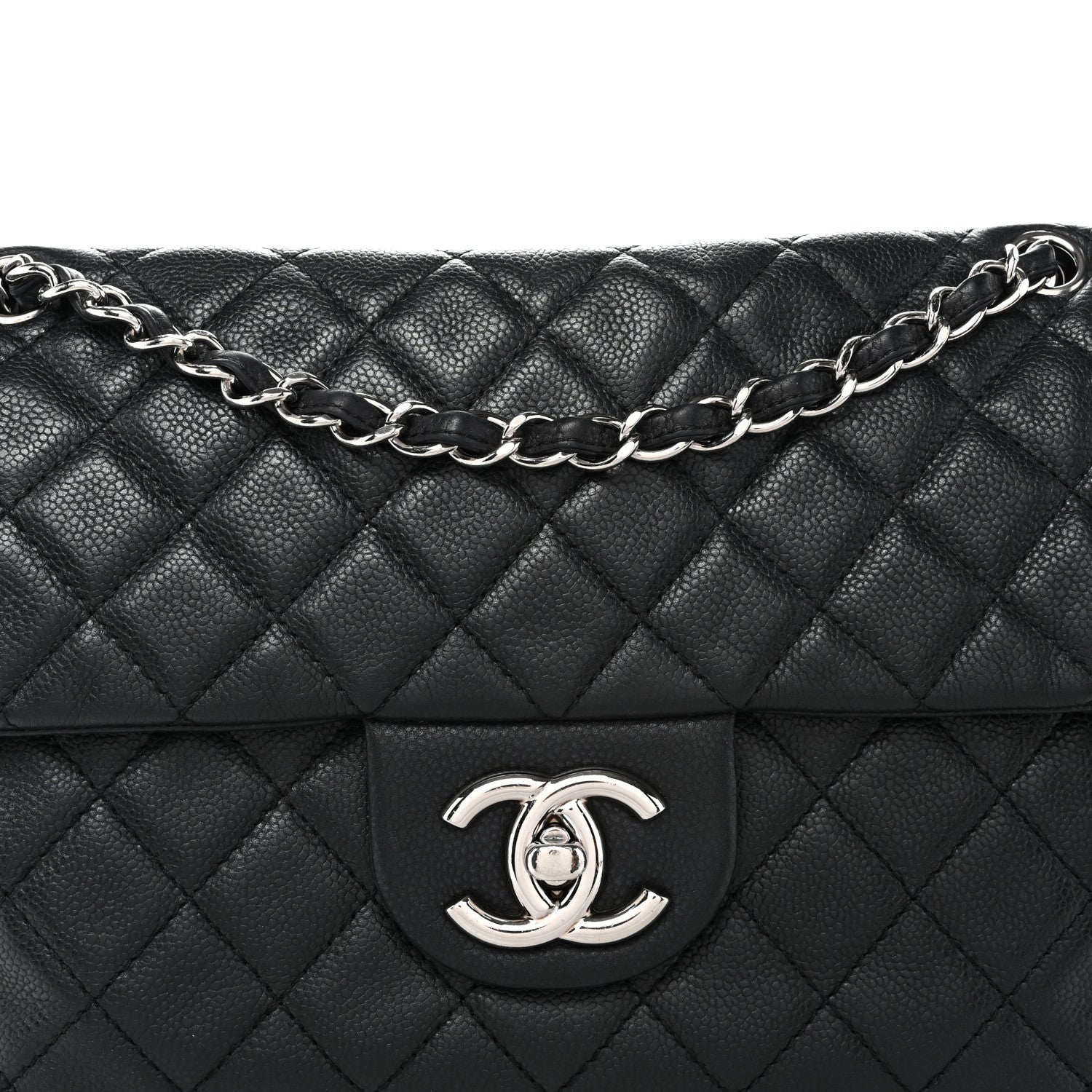 Chanel Washed Caviar Quilted Maxi Single Flap Black 1 of 10