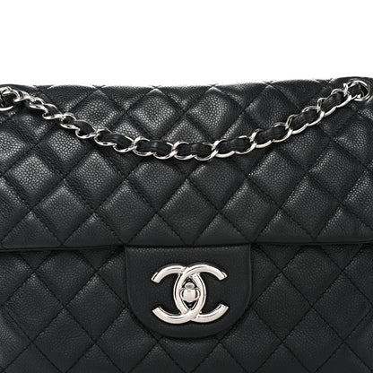 Chanel Washed Caviar Quilted Maxi Single Flap Black 1 of 10