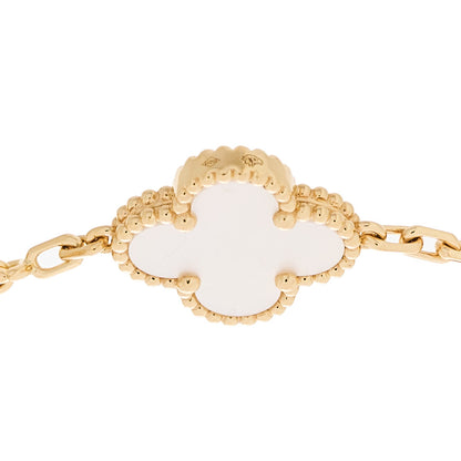 Van Cleef & Arpels 18K Yellow Gold Mother of Pearl 5 Motifs Vintage Alhambra Bracelet 8 of 9