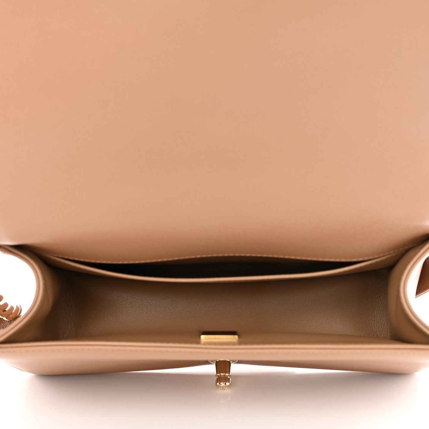 Caviar Chevron Quilted Medium Boy Flap Dark Beige