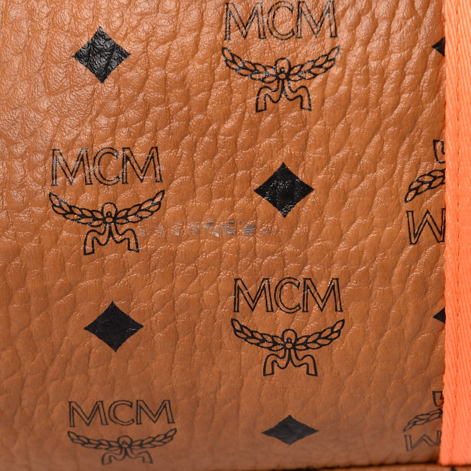 MCM Visetos Large Traveler Weekender Bag Cognac Neon Orange 19 of 20