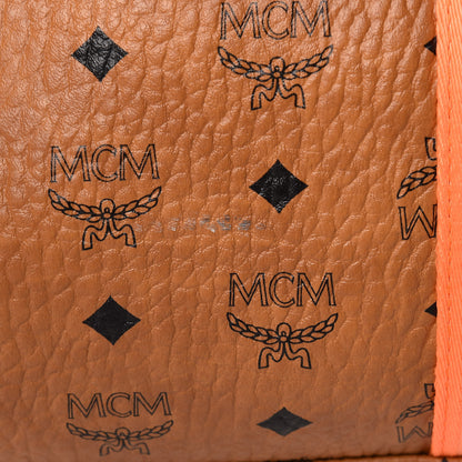 MCM Visetos Large Traveler Weekender Bag Cognac Neon Orange 19 of 20