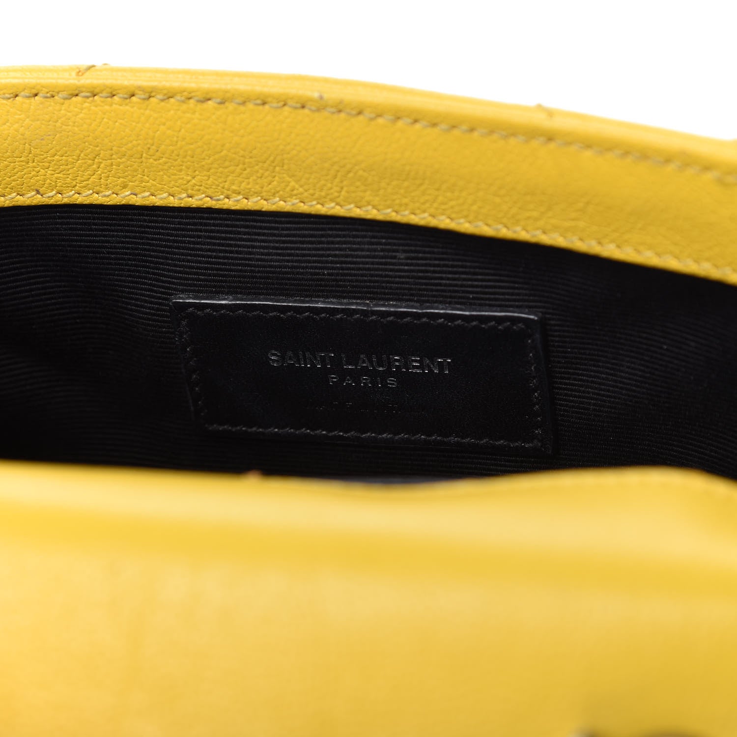 Saint Laurent Calfskin Matelasse Chevron Monogram Classic Baby Chain Bag Jaune 9 of 10
