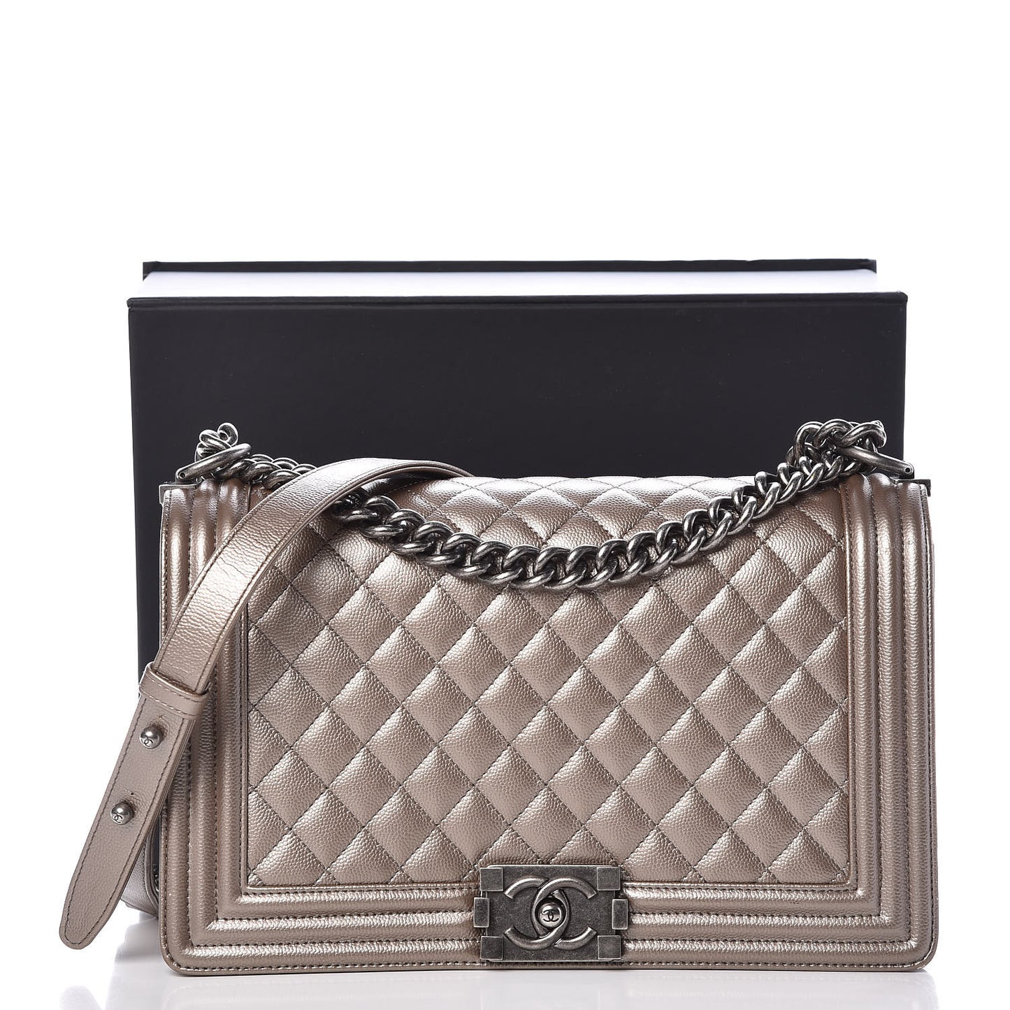 Metallic Caviar Quilted New Medium Boy Flap Copper