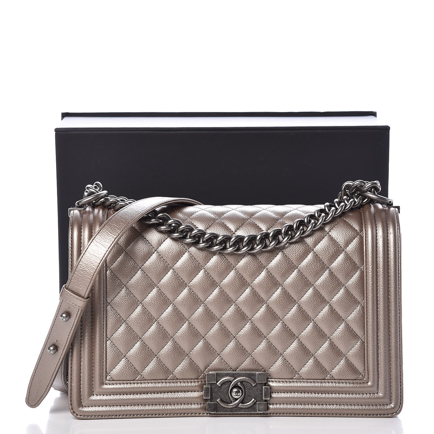 Chanel Metallic Caviar Quilted New Medium Boy Flap Copper 12 of 12