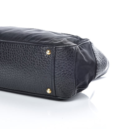 Prada Tessuto Nylon Calfskin Shoulder Bag Black 6 of 9