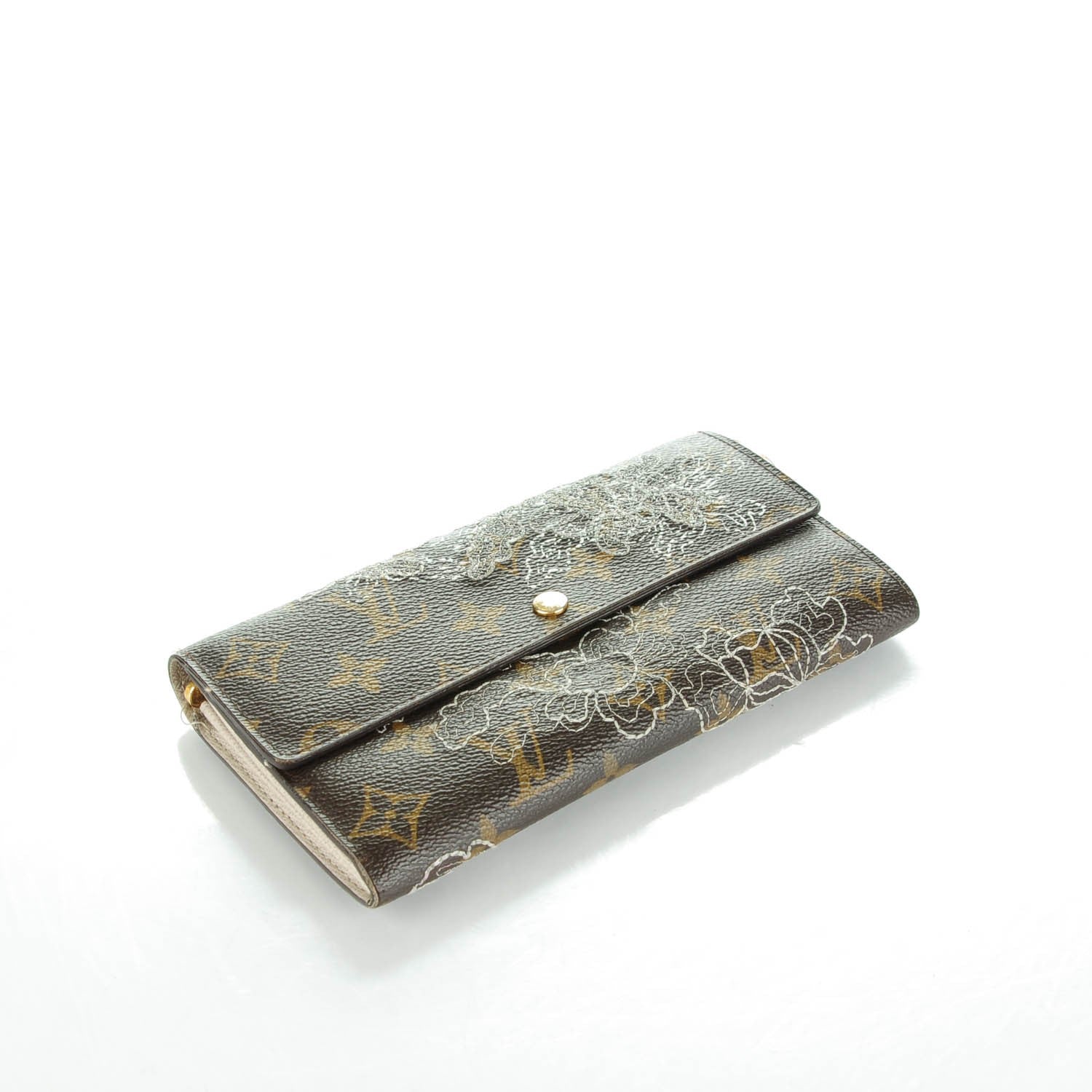 Louis Vuitton Monogram Dentelle Sarah Wallet Silver 3 of 9