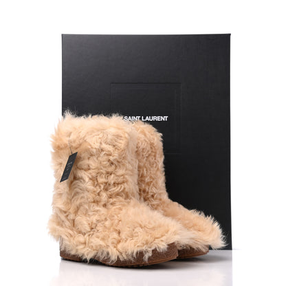 Saint Laurent Shearling Lamb Boots 36 Cream 9 of 9