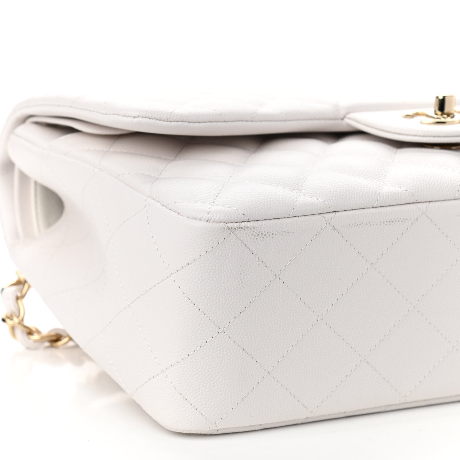 Chanel Caviar Quilted Jumbo Double Flap White 16 of 21