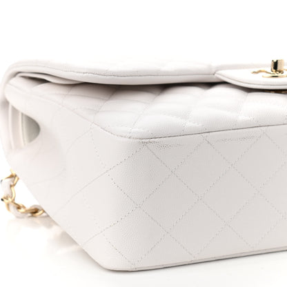 Chanel Caviar Quilted Jumbo Double Flap White 16 of 21