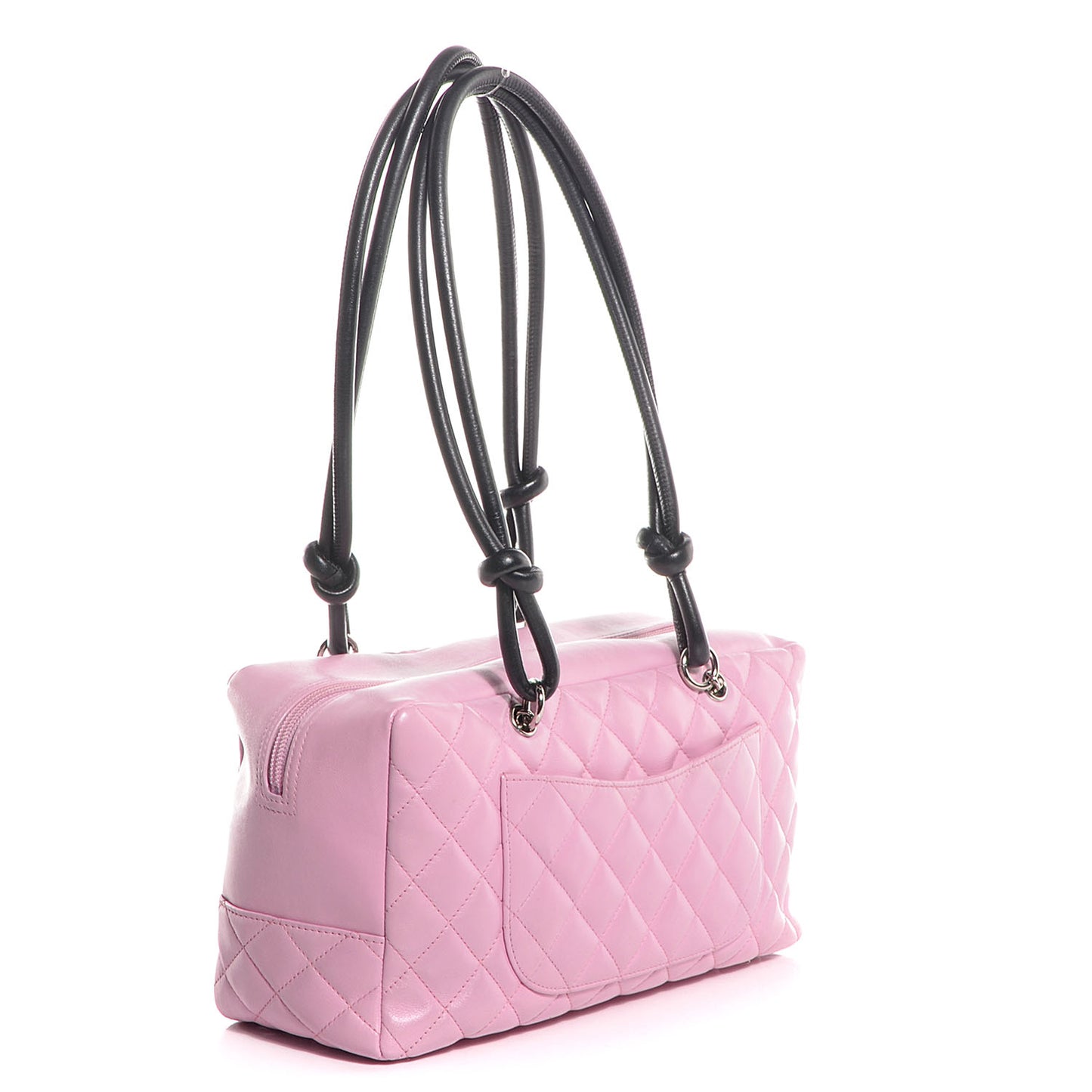 Calfskin Quilted Large Cambon Bowler Pink Black