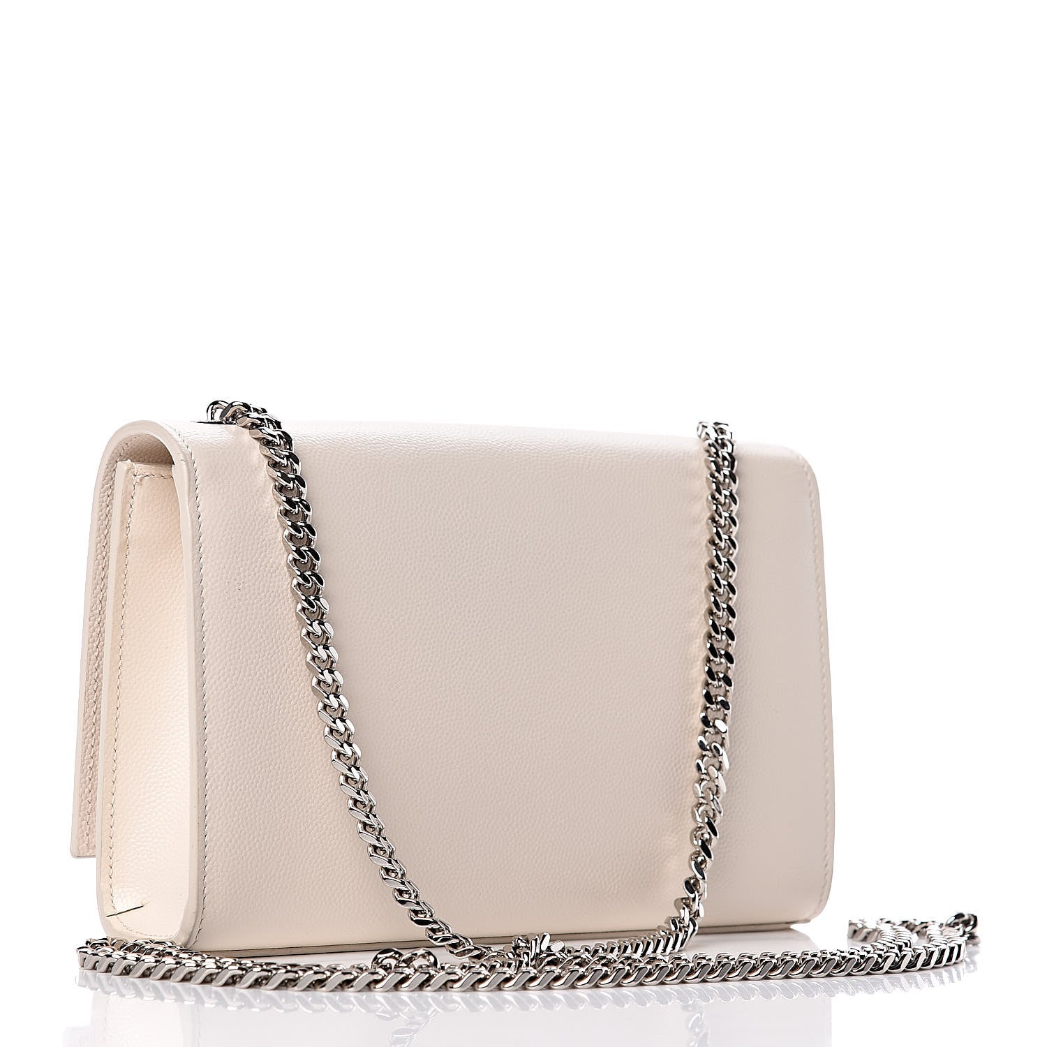 Saint Laurent Grain De Poudre Small Monogram Kate Satchel Icy White 3 of 9