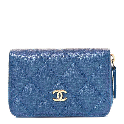 Chanel Iridescent Caviar Quilted Zip Coin Purse Dark Blue 1 of 4