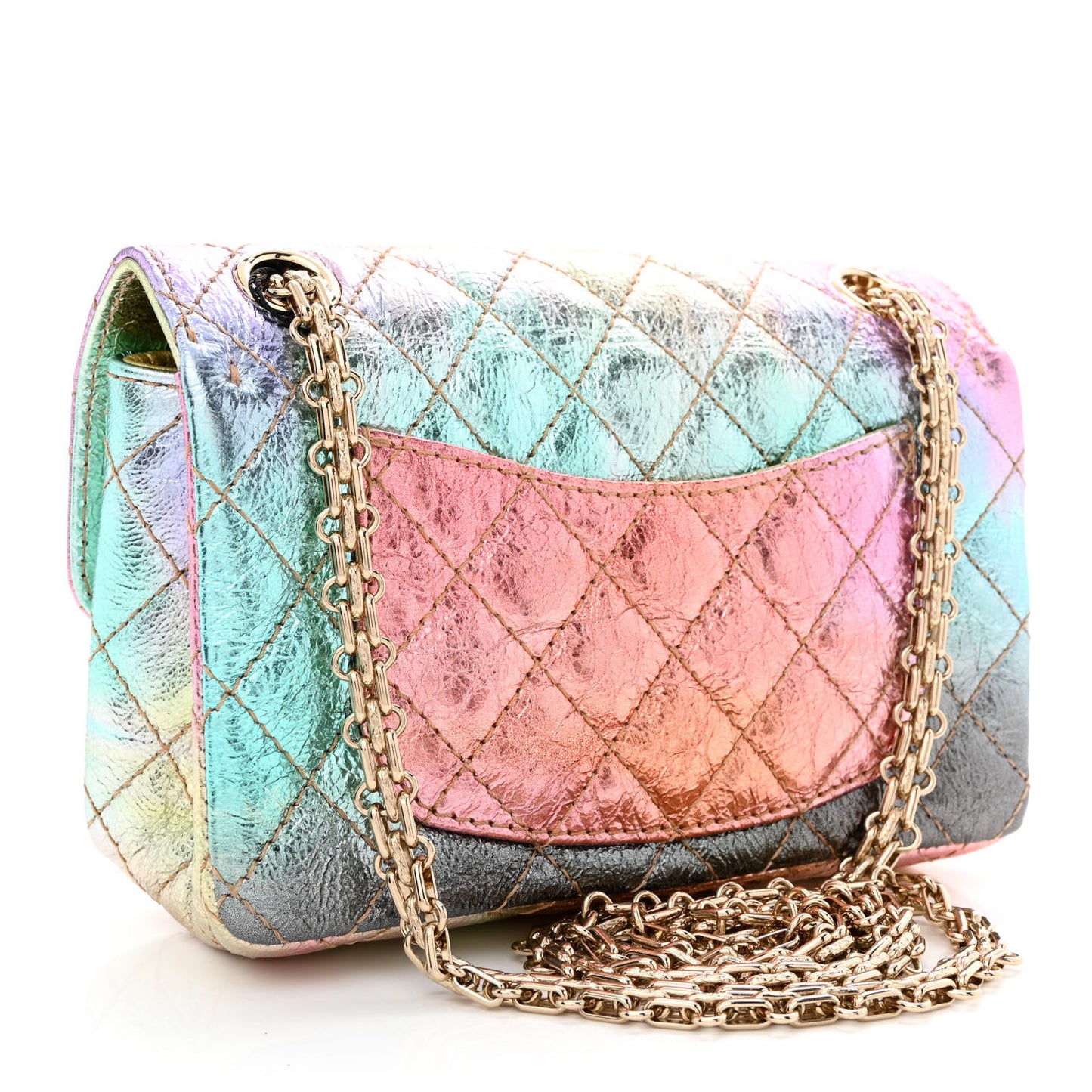 Metallic Goatskin Quilted Mini 2.55 Reissue Flap Multicolor