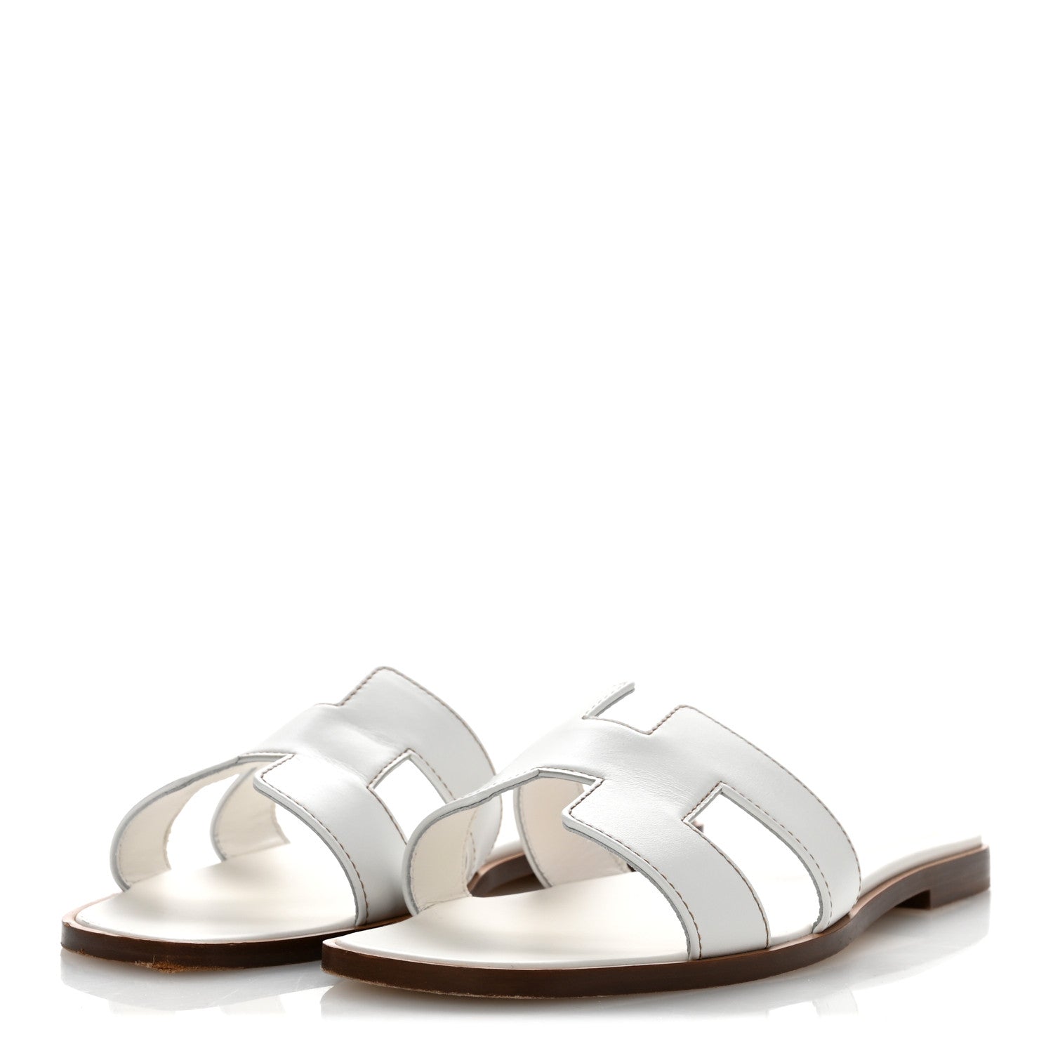 Hermes Box Calfskin Oran Sandals 38.5 White 4 of 10