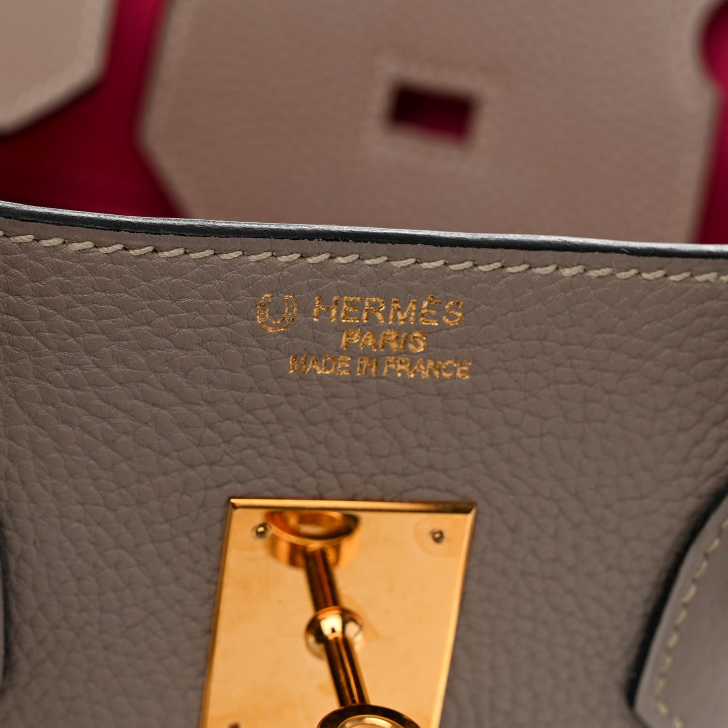 Togo Horseshoe Birkin 35 Gris Tourterelle Rose Tyrien