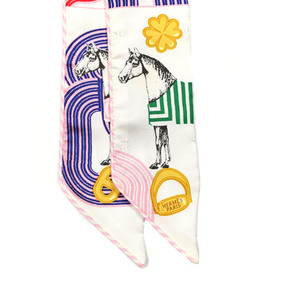 Hermes Silk Garde Robe Pop Charms Twilly White Multicolor 2 of 4