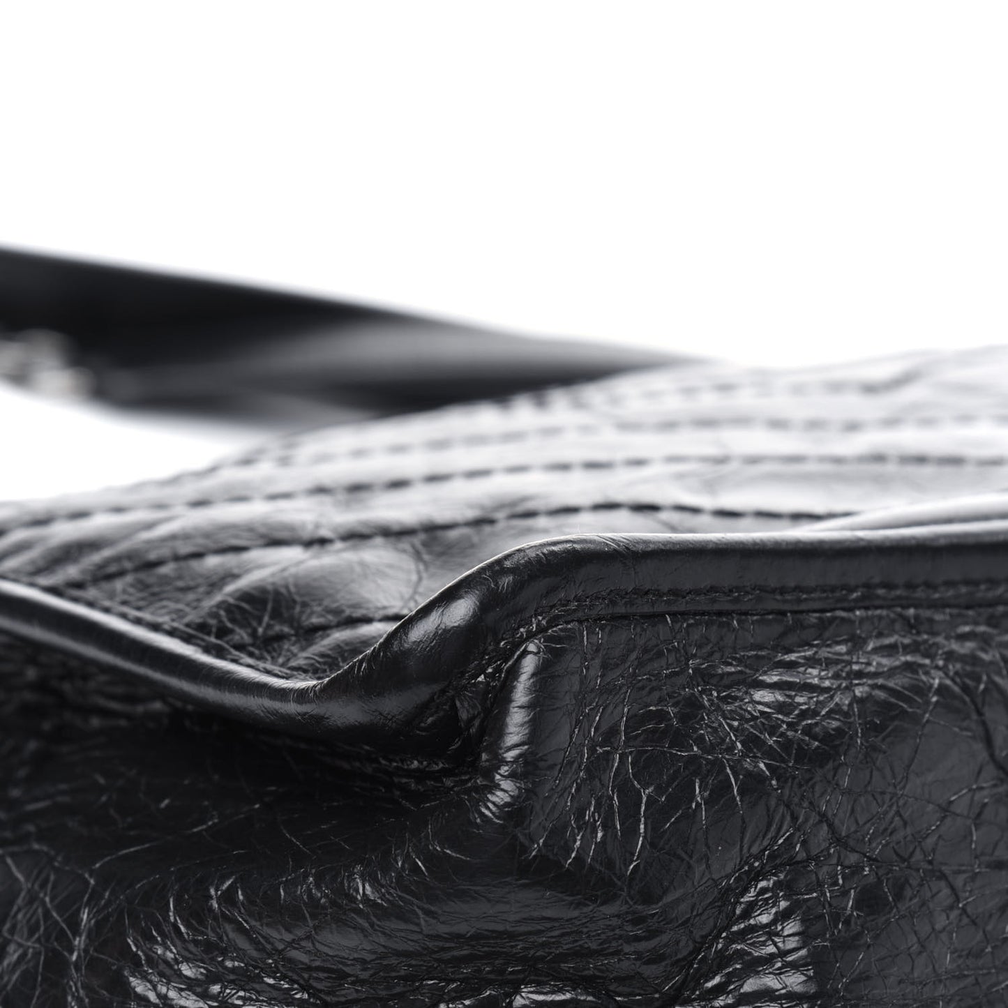 Crinkled Calfskin Matelasse Monogram Medium Niki Chain Satchel Black