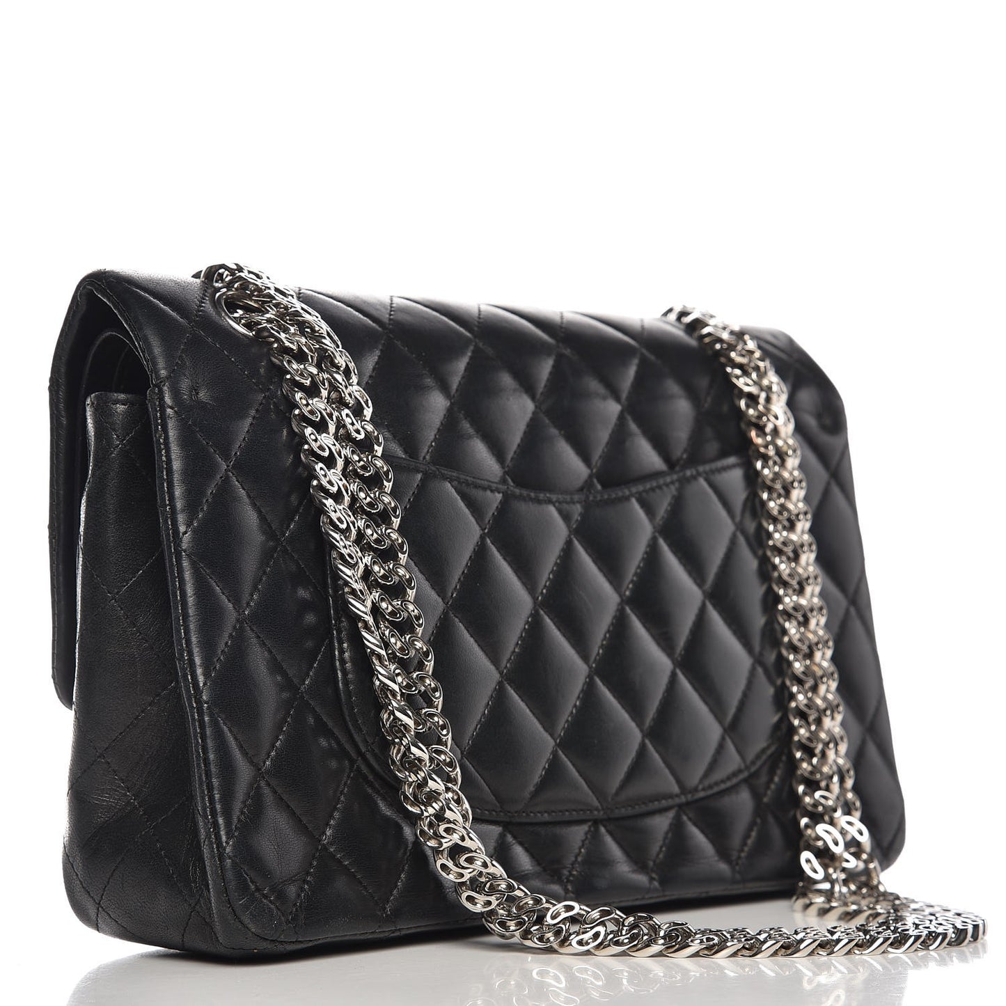Lambskin Quilted Medium Double Flap Bijoux Chain Black