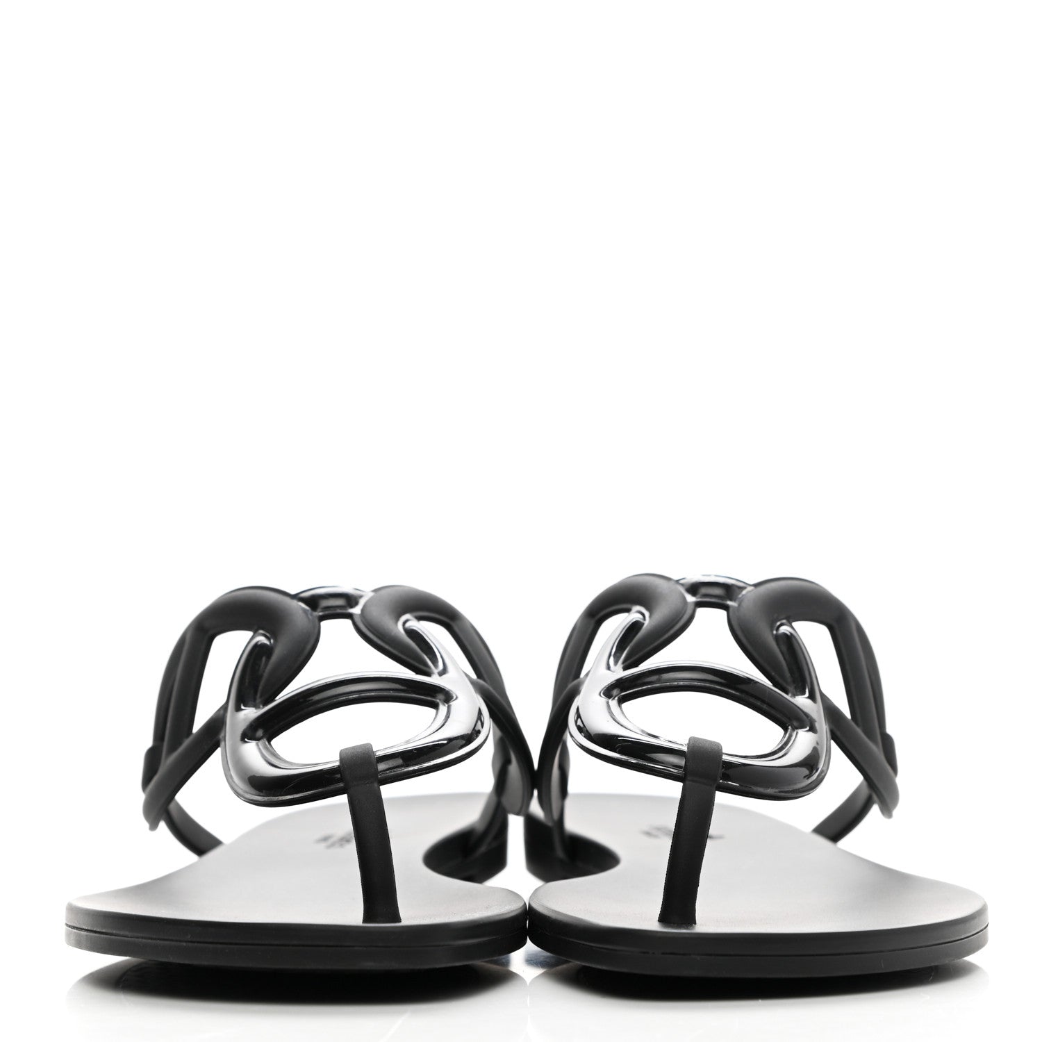 Hermes Rubber Womens Egerie Sandals 41 Black 2 of 10