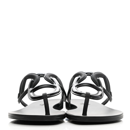 Hermes Rubber Womens Egerie Sandals 41 Black 2 of 10