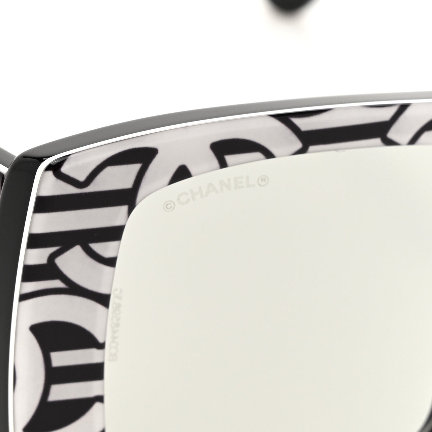 Chanel Acetate CC Logo Square Sunglasses 71628 Black White 7 of 8