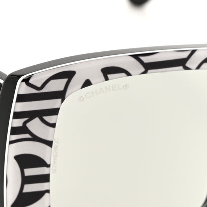 Chanel Acetate CC Logo Square Sunglasses 71628 Black White 7 of 8