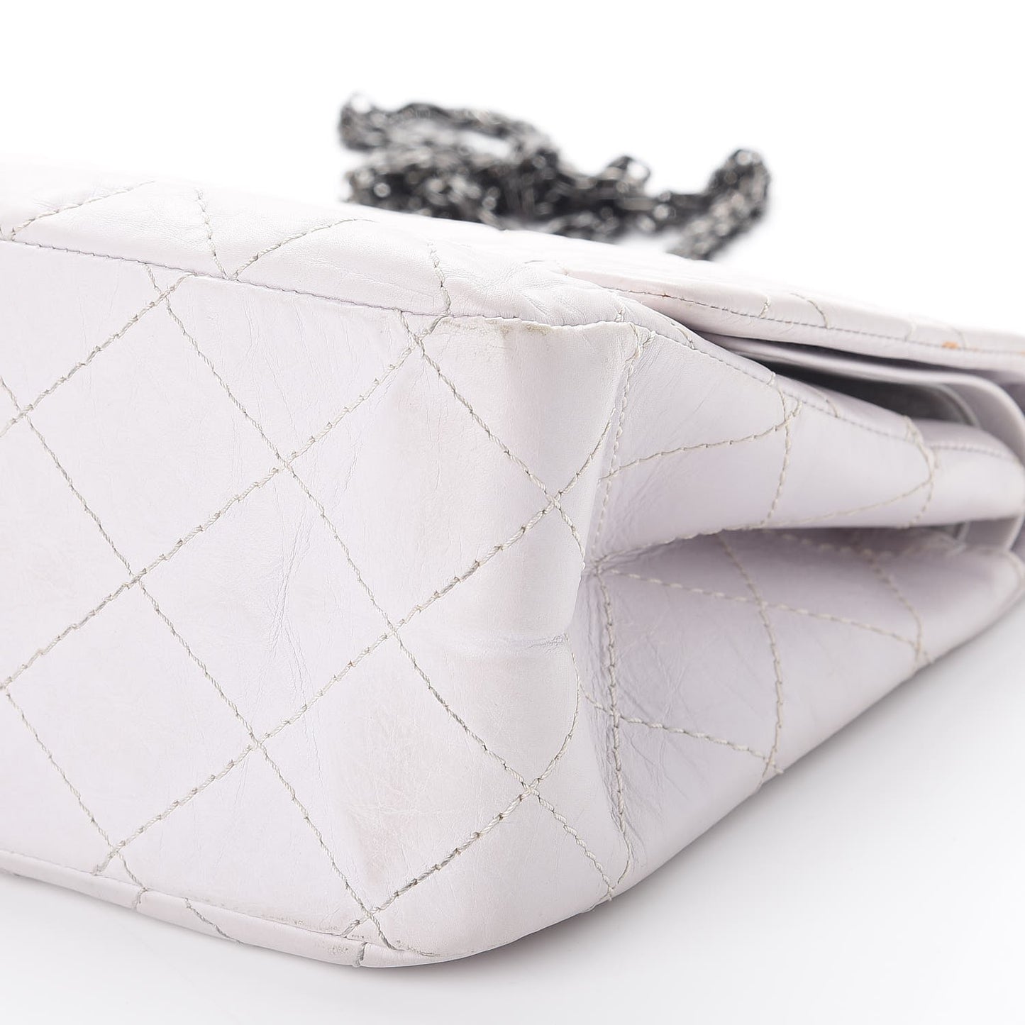Aged Calfskin Quilted 2.55 Reissue 227 Flap White