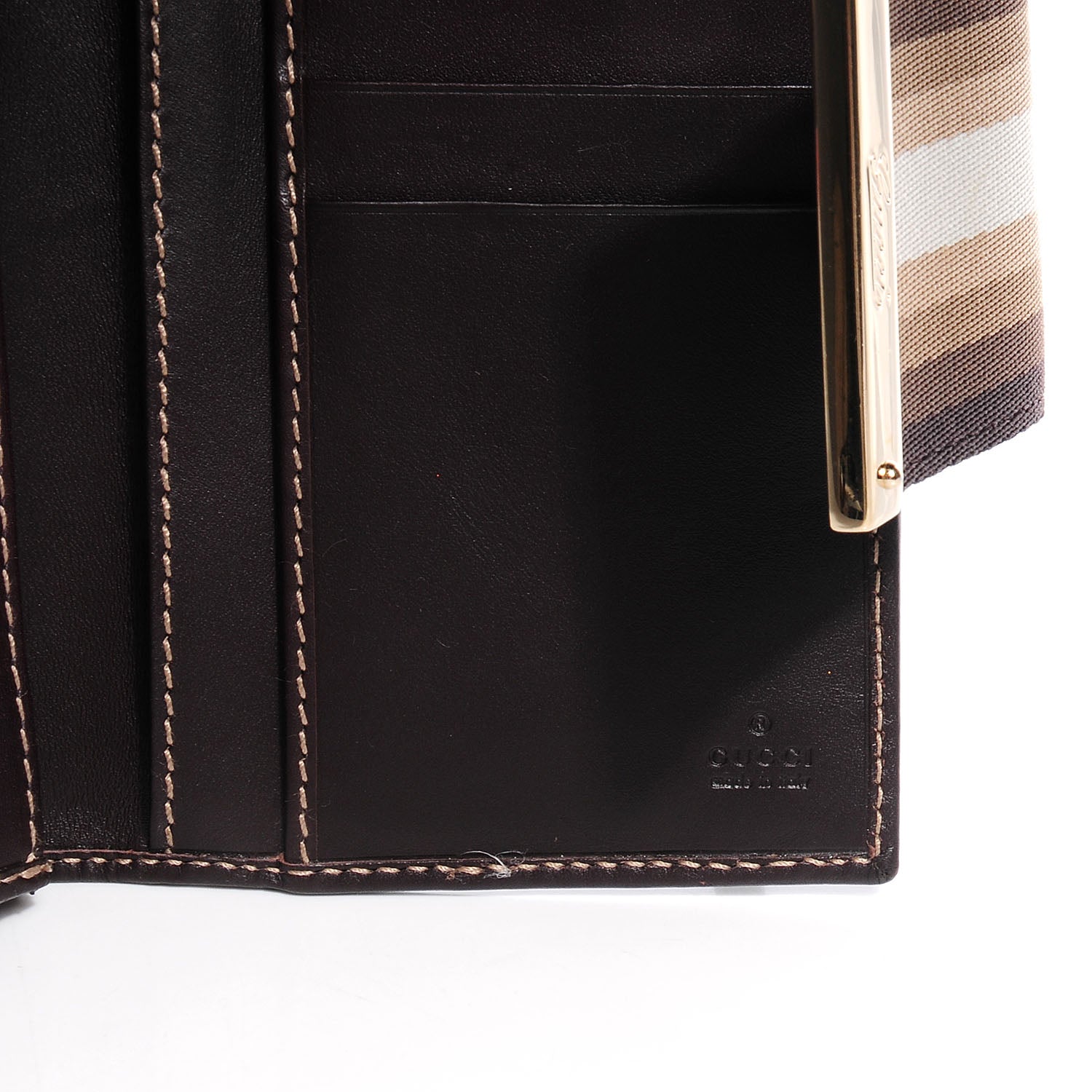 Gucci GG Plus Monogram Calfskin Ladies Web Continental Wallet Beige Ebony Brown 6 of 8