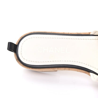 Chanel Lambskin CC Mules 38 Ivory Black 7 of 9