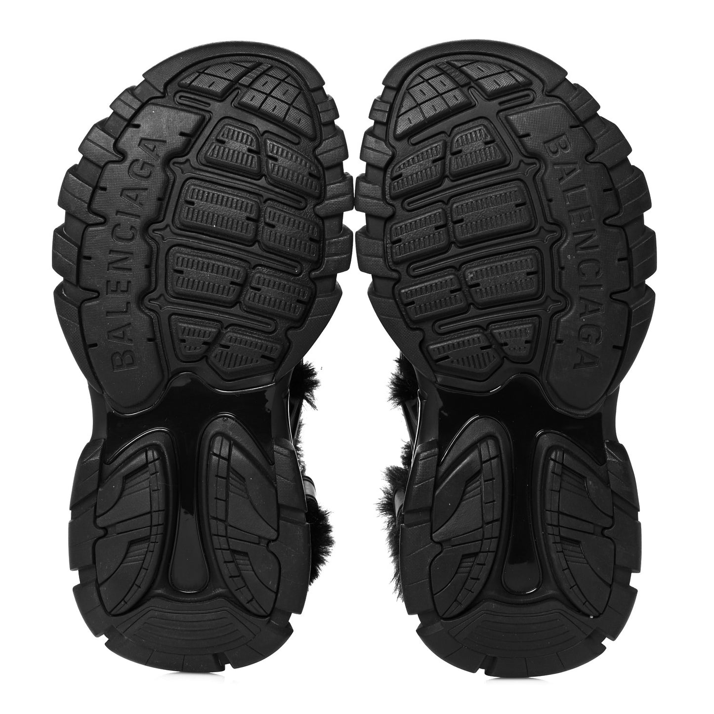 Faux Fur Rubber Mesh Womens Track Sandals 39 Black