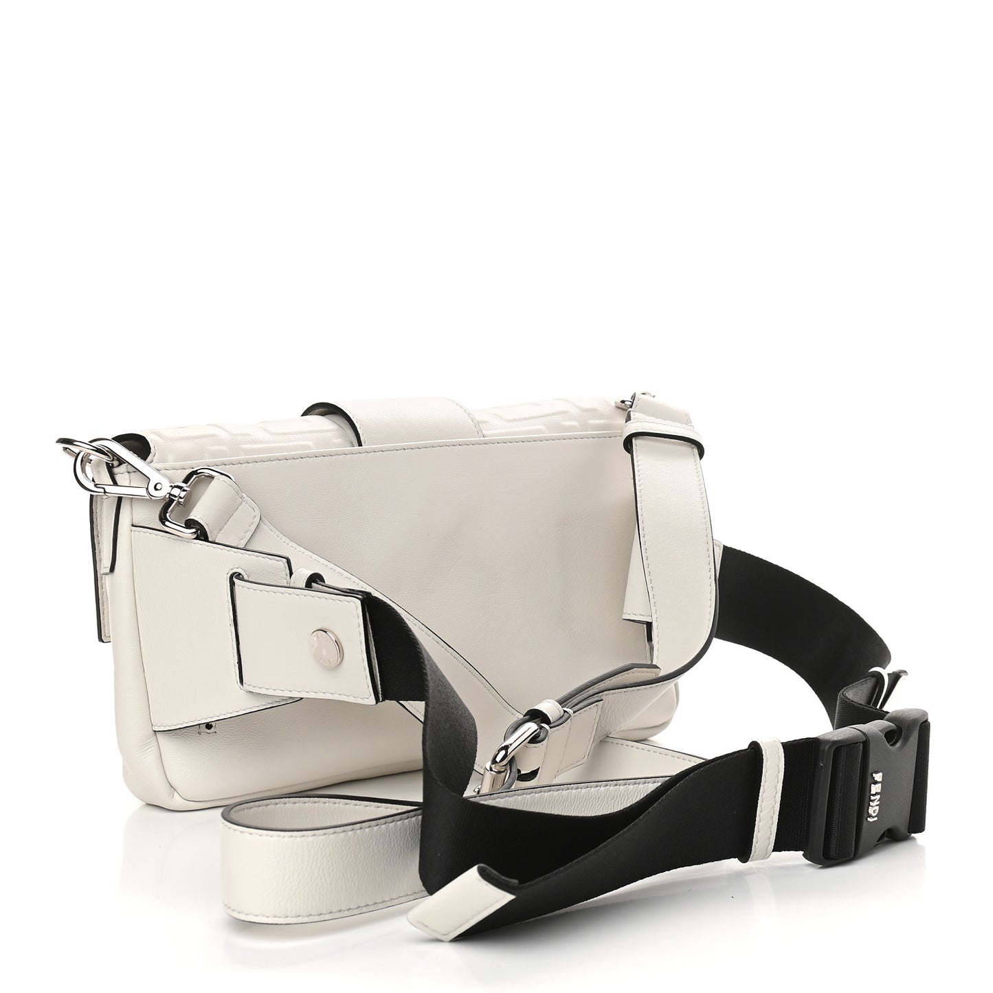 Nappa FF 1974 Embossed Belt Baguette Bag White