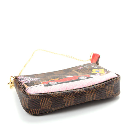 Louis Vuitton Damier Ebene 2019 Christmas Animation Mini Pochette Accessories Red 4 of 8