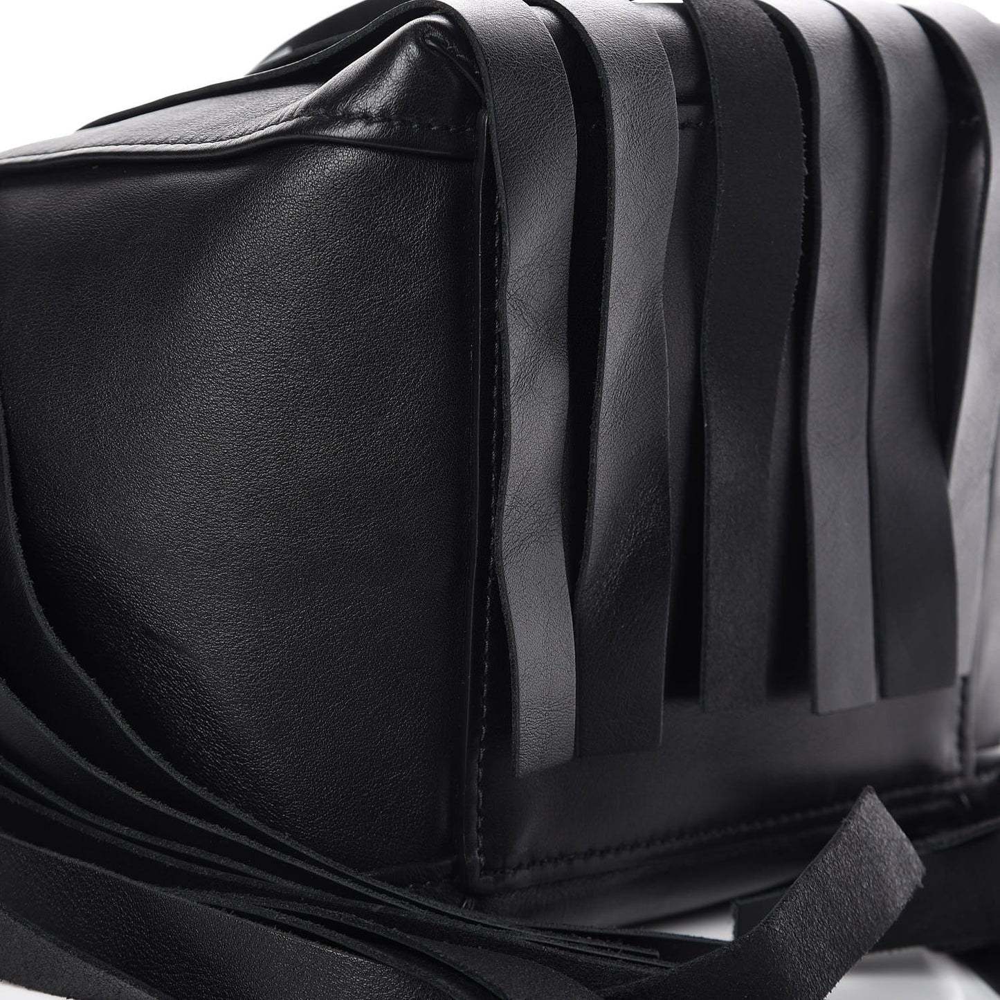Calfskin XS Fringe Laundry Cabas Black