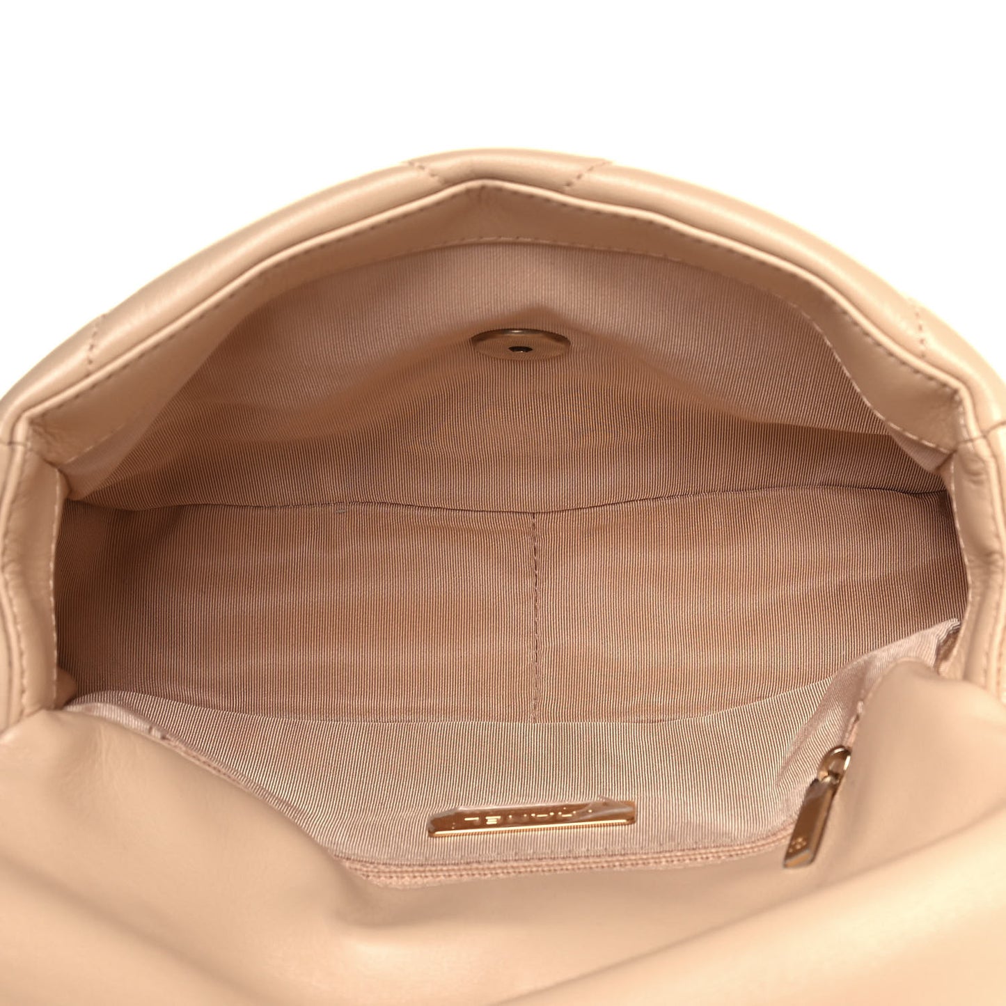 Shiny Goatskin Quilted Medium Chanel 19 Flap Beige