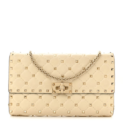 Valentino Garavani Nappa Rockstud Spike Wallet on Chain Light Ivory 1 of 12