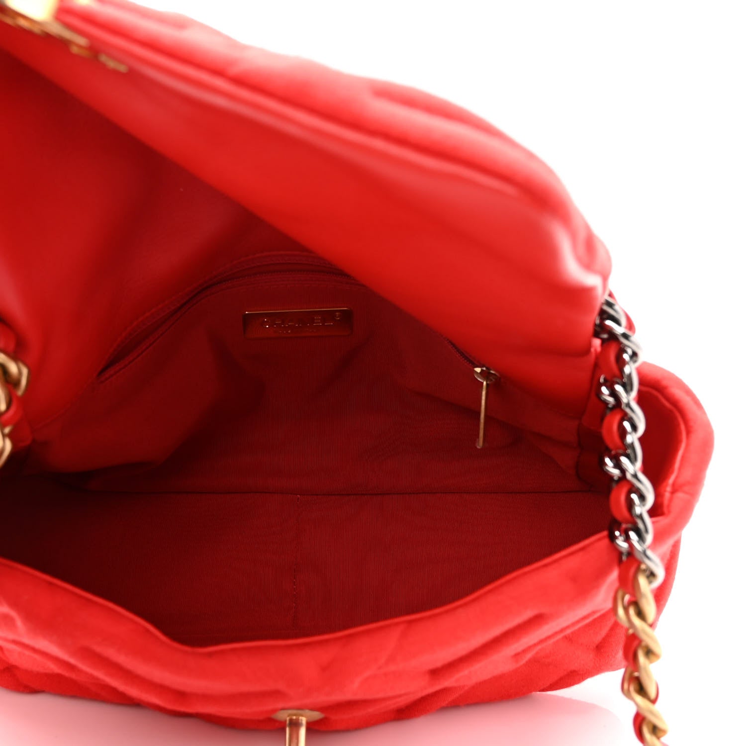 Chanel Jersey Lambskin Quilted Large Chanel 19 Flap Red 5 of 12