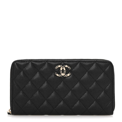 Chanel Caviar Quilted Enamel Long Zipped Wallet Black 1 of 9