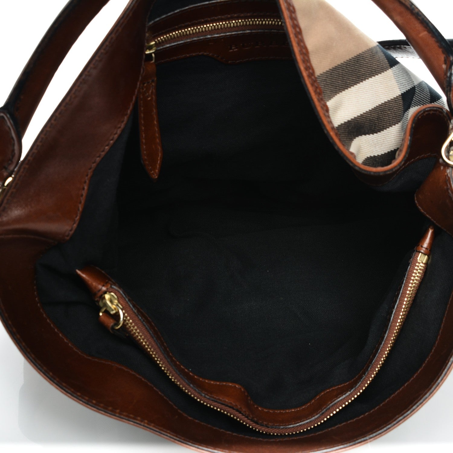 Burberry House Check Bridle Calfskin Medium Gosford Hobo Dark Tan 5 of 11