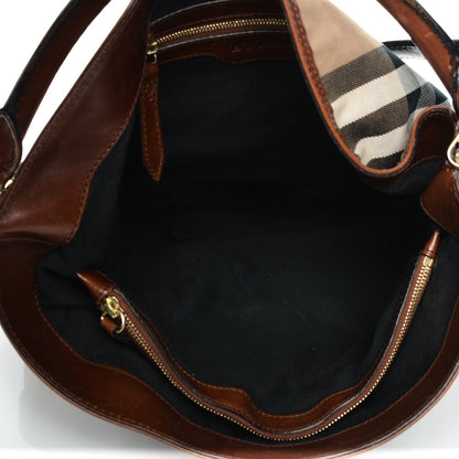 Burberry House Check Bridle Calfskin Medium Gosford Hobo Dark Tan 5 of 11